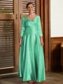 A-Line/Princess V-neck Ankle-Length Silk Like Satin Mother of the Bride Dresses With Ruffles