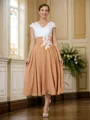 A-Line/Princess V-neck Tea-Length Chiffon Mother of the Bride Dresses With Lace