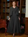 A-Line/Princess V-neck Ankle-Length Chiffon Mother of the Bride Dresses With Applique