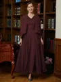 A-Line/Princess V-neck Ankle-Length Chiffon Mother of the Bride Dresses With Applique