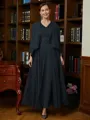 A-Line/Princess V-neck Ankle-Length Chiffon Mother of the Bride Dresses With Applique