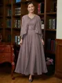 A-Line/Princess V-neck Ankle-Length Chiffon Mother of the Bride Dresses With Applique