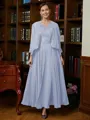 A-Line/Princess V-neck Ankle-Length Chiffon Mother of the Bride Dresses With Applique