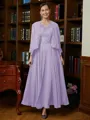 A-Line/Princess V-neck Ankle-Length Chiffon Mother of the Bride Dresses With Applique