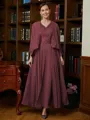 A-Line/Princess V-neck Ankle-Length Chiffon Mother of the Bride Dresses With Applique