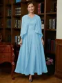 A-Line/Princess V-neck Ankle-Length Chiffon Mother of the Bride Dresses With Applique