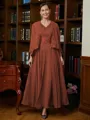 A-Line/Princess V-neck Ankle-Length Chiffon Mother of the Bride Dresses With Applique