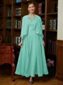 A-Line/Princess V-neck Ankle-Length Chiffon Mother of the Bride Dresses With Applique