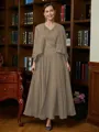 A-Line/Princess V-neck Ankle-Length Chiffon Mother of the Bride Dresses With Applique