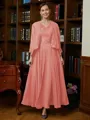 A-Line/Princess V-neck Ankle-Length Chiffon Mother of the Bride Dresses With Applique