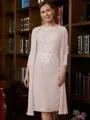 Sheath/Column Scoop Knee-Length Chiffon Mother of the Bride Dresses With Lace