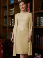 Sheath/Column Scoop Knee-Length Chiffon Mother of the Bride Dresses With Lace