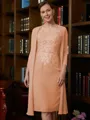 Sheath/Column Scoop Knee-Length Chiffon Mother of the Bride Dresses With Lace