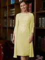 Sheath/Column Scoop Knee-Length Chiffon Mother of the Bride Dresses With Lace