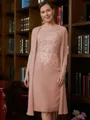 Sheath/Column Scoop Knee-Length Chiffon Mother of the Bride Dresses With Lace