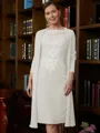 Sheath/Column Scoop Knee-Length Chiffon Mother of the Bride Dresses With Lace