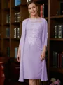 Sheath/Column Scoop Knee-Length Chiffon Mother of the Bride Dresses With Lace