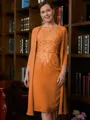 Sheath/Column Scoop Knee-Length Chiffon Mother of the Bride Dresses With Lace