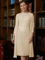 Sheath/Column Scoop Knee-Length Chiffon Mother of the Bride Dresses With Lace