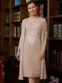 Sheath/Column Scoop Knee-Length Chiffon Mother of the Bride Dresses With Lace