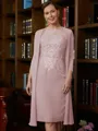 Sheath/Column Scoop Knee-Length Chiffon Mother of the Bride Dresses With Lace