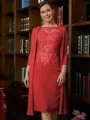 Sheath/Column Scoop Knee-Length Chiffon Mother of the Bride Dresses With Lace