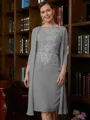 Sheath/Column Scoop Knee-Length Chiffon Mother of the Bride Dresses With Lace