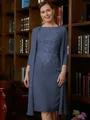 Sheath/Column Scoop Knee-Length Chiffon Mother of the Bride Dresses With Lace