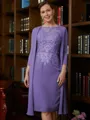 Sheath/Column Scoop Knee-Length Chiffon Mother of the Bride Dresses With Lace