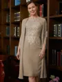 Sheath/Column Scoop Knee-Length Chiffon Mother of the Bride Dresses With Lace