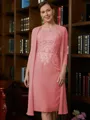 Sheath/Column Scoop Knee-Length Chiffon Mother of the Bride Dresses With Lace