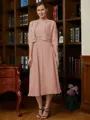 A-Line/Princess Scoop Tea-Length Chiffon Mother of the Bride Dresses With Lace
