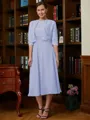 A-Line/Princess Scoop Tea-Length Chiffon Mother of the Bride Dresses With Lace