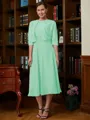 A-Line/Princess Scoop Tea-Length Chiffon Mother of the Bride Dresses With Lace