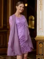 Sheath/Column V-neck Short/Mini Mother of the Bride Dresses With Lace
