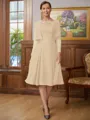 A-Line/Princess Scoop Knee-Length Chiffon Mother of the Bride Dresses With Lace