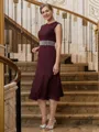 Sheath/Column Scoop Tea-Length Chiffon Mother of the Bride Dresses With Beading