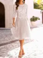 A-Line/Princess Scoop Knee-Length Tulle Mother of the Bride Dresses With Lace Applique