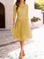 A-Line/Princess Scoop Knee-Length Tulle Mother of the Bride Dresses With Lace Applique