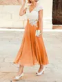 A-Line/Princess V-neck Tea-Length Chiffon Mother of the Bride Dresses With Lace Applique