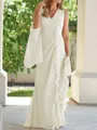 Sheath/Column V-neck Floor-Length Chiffon Mother of the Bride Dresses With Ruched