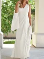 Sheath/Column V-neck Floor-Length Chiffon Mother of the Bride Dresses With Ruched