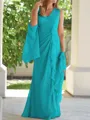 Sheath/Column V-neck Floor-Length Chiffon Mother of the Bride Dresses With Ruched