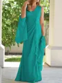 Sheath/Column V-neck Floor-Length Chiffon Mother of the Bride Dresses With Ruched