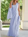 Sheath/Column V-neck Floor-Length Chiffon Mother of the Bride Dresses With Ruched