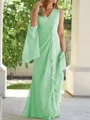 Sheath/Column V-neck Floor-Length Chiffon Mother of the Bride Dresses With Ruched