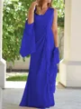 Sheath/Column V-neck Floor-Length Chiffon Mother of the Bride Dresses With Ruched