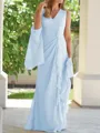 Sheath/Column V-neck Floor-Length Chiffon Mother of the Bride Dresses With Ruched