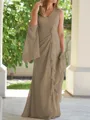 Sheath/Column V-neck Floor-Length Chiffon Mother of the Bride Dresses With Ruched