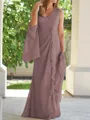 Sheath/Column V-neck Floor-Length Chiffon Mother of the Bride Dresses With Ruched
